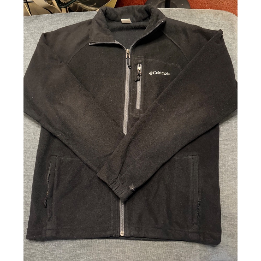 Columbia Mens Interchange Fleece Jacket Black Full Zip Mock Neck Small